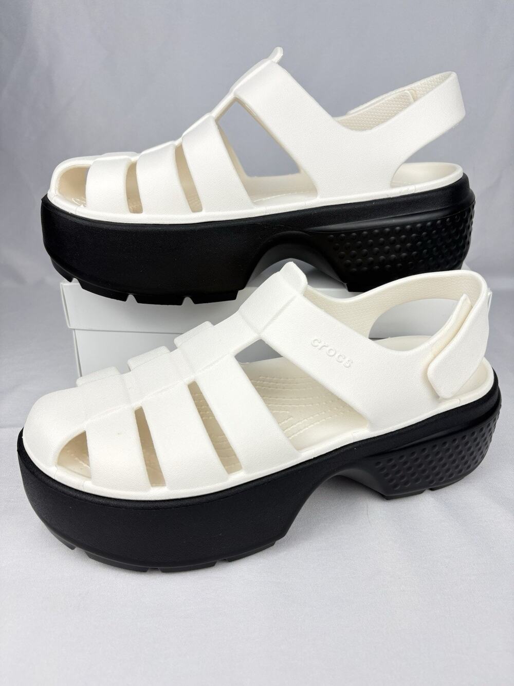Crocs Stomp Fisherman Platform Sandals Chalk 209938-0WV Men’s 8 Women’s 10 New